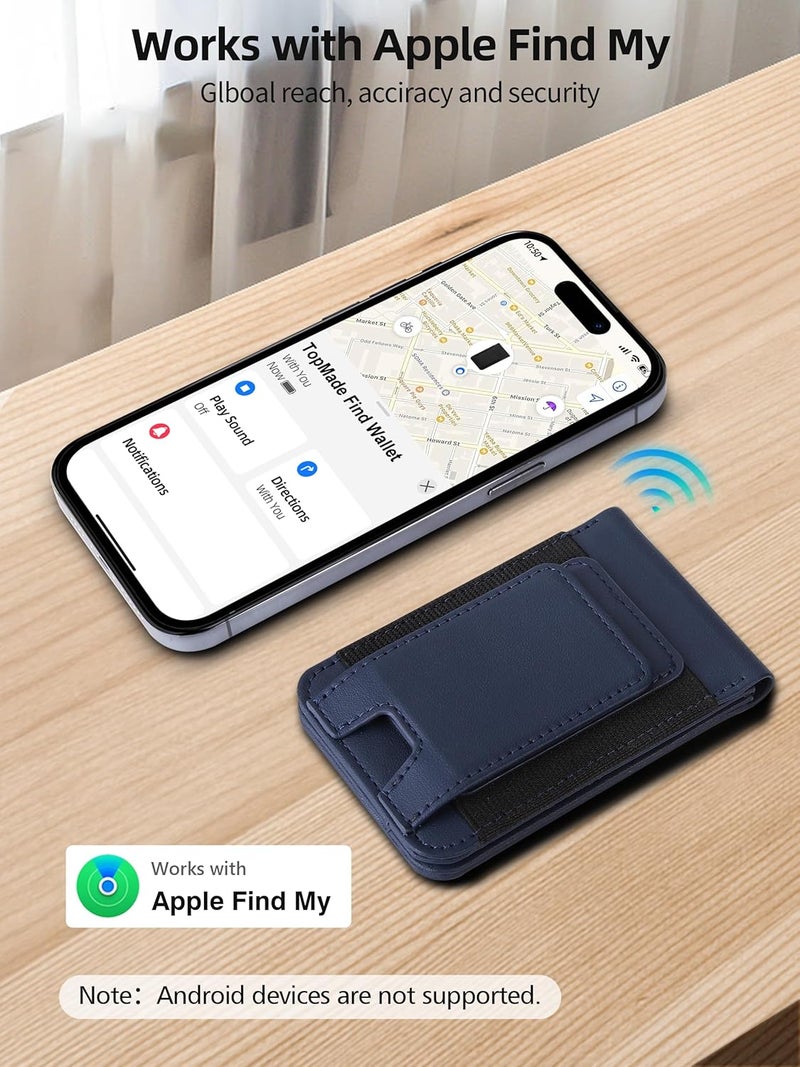 TopMade for MagSafe Wallet with Money Clip, Works with Apple Find My, Strong Magnetic Wallet for iPhone 17/16/15/14/13/12 Series, for iPhone Wallet Stand with Finder Tracker, 8 Cards Holder, Navy Blue - Image 4